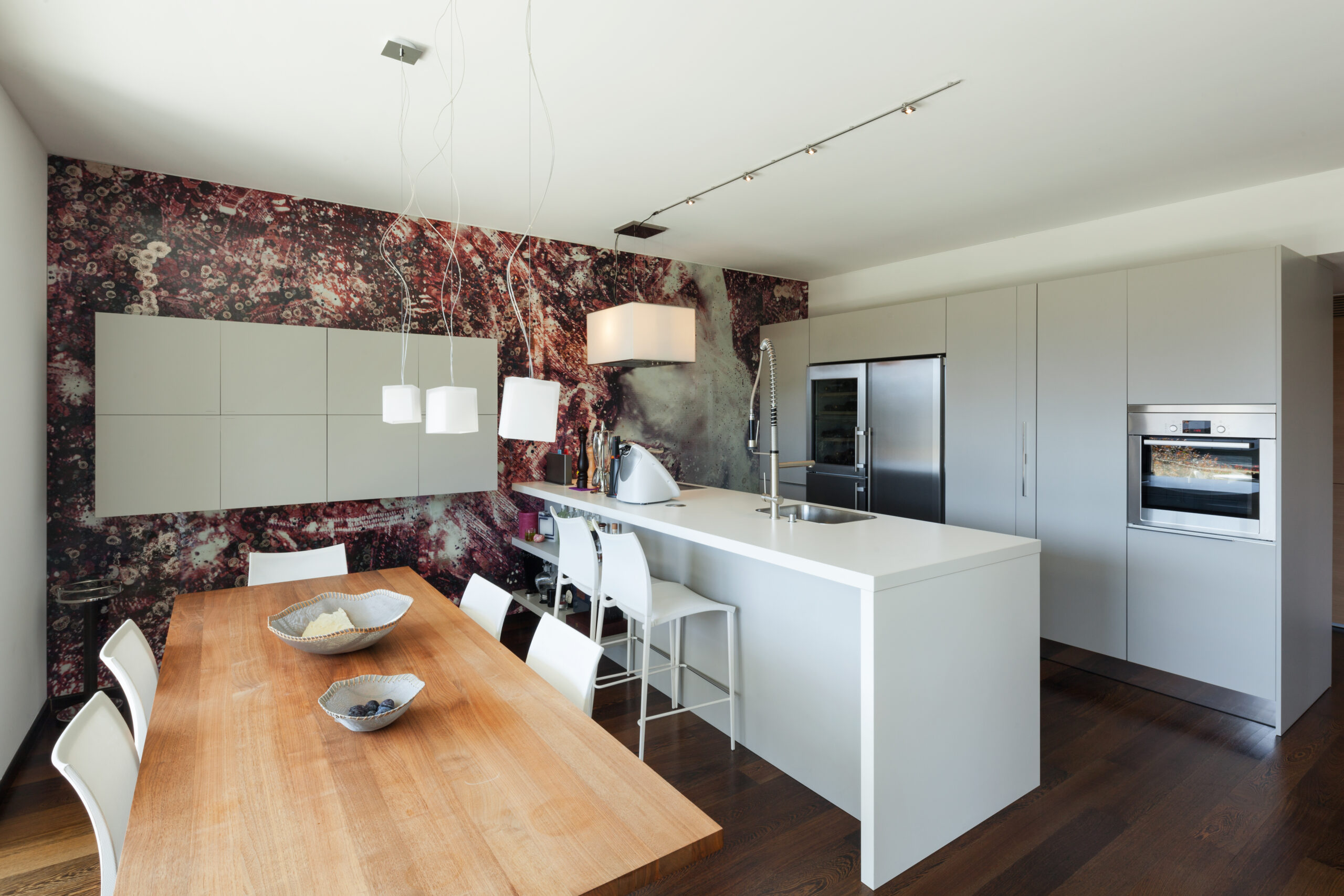 Interior, kitchen and dining table